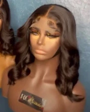 NEW 14 Inch Pre-plucked Bob Closure Wig, No Baby Hair, Middle Part, Size Medium