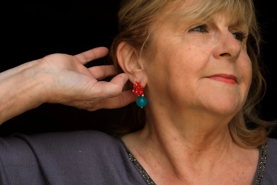 Ohrringe Clip Auf Nicht Durchbohrt Koralle Emaille Rot Amazonit Türkis DZ1 - Bild 4 von 4