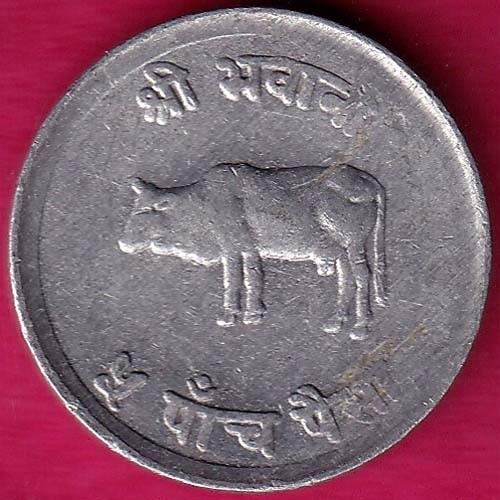 Moneta rara Nepal Ah 2027 Mahendra Bir Bikram cinque paisa #KB73 - Foto 1 di 2