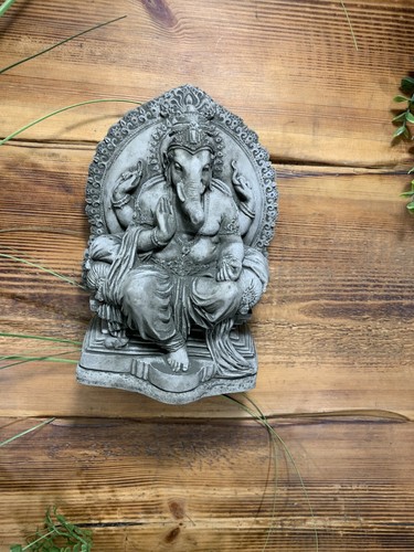STEINGARTEN GANESH ELEFANT GOTT NIEDLICH BUDDHA WANDPLAKETTE GESCHENK STATUE ORNAMENT - Bild 4 von 5