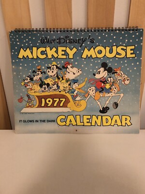 Vintage 1977 Walt Disney's Mickey Mouse Glow in The Dark Calendar