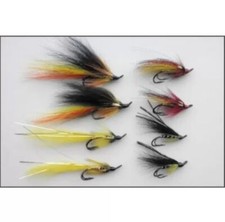 8 Double Salmon Flies, Banana, Monkey, Willie Gunn, Park Shrimp, Mixed Sizes