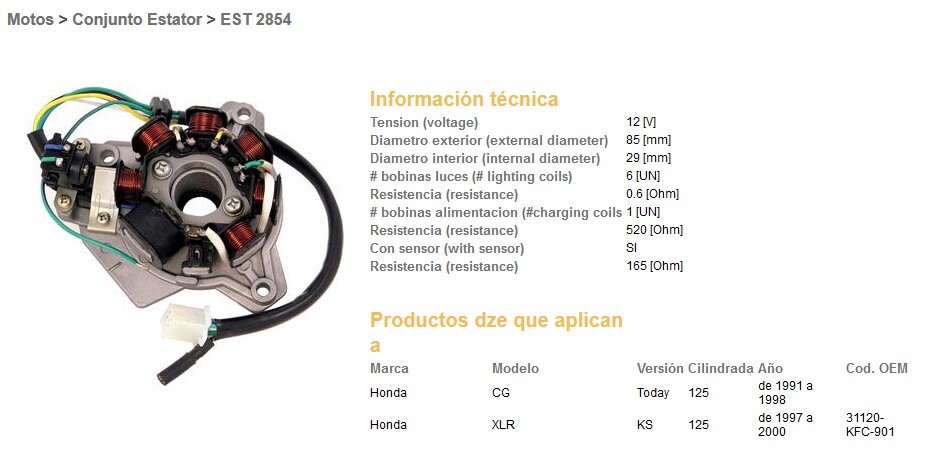 Alternateur stator DZE pour trajets quotidiens en moto Honda XLR 125