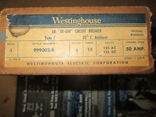 WESTINGHOUSE TYPE E, 15 AMP 1 POLE 125 VOLT CIRCUIT BREAKER- NEW