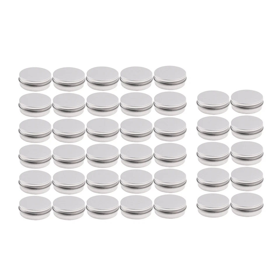 30 Small Mini Round Tin Can Storage Boxes Metal Jewelry Container 30ml w/Lids - Image 2 of 4