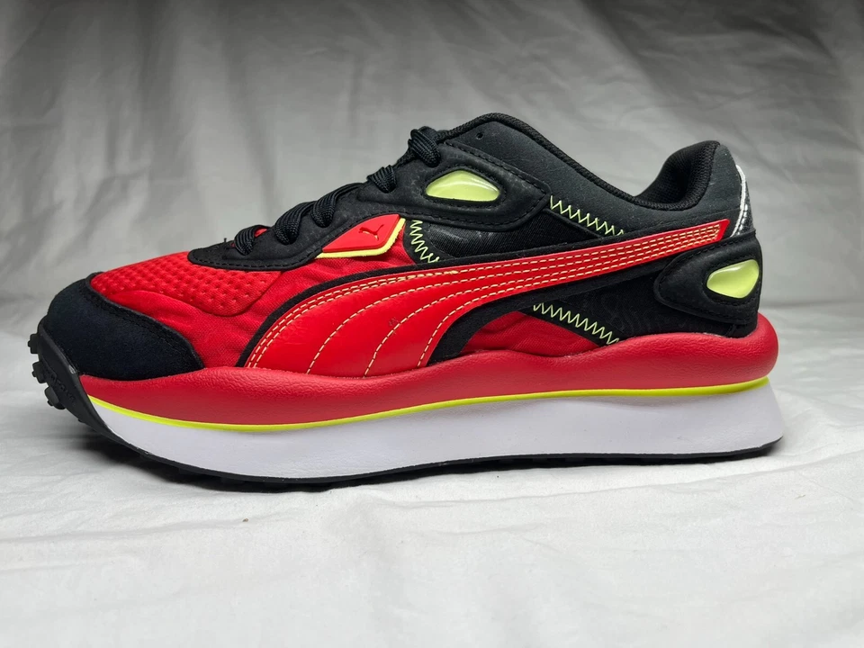 Puma Street Rider Bizerk Boys Sneakers Lace Up 7C Red Black Shoes 375112-02 - Image 3 of 4