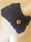 Ob.D. Handmade, Hand Crocheted, Head Band/Cowl, Blue w/Gold Button — photo 2