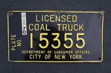 1970 New York COAL TRUCK License Plate