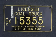 1970 New York COAL TRUCK License Plate
