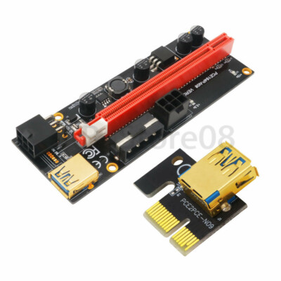 PCI-E Riser 009 1X 4x 8x 16x Extender PCI-E USB Riser 009S Dual 6Pin Adapter Car