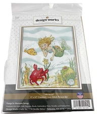 Design Works MERMAID w Pearls Counted Cross Stitch Kit 9" x 12" 