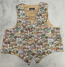 Vintage Nadia Embroidered CHILDREN Tapestry Women's XL Grandmacore Vest NEW v1