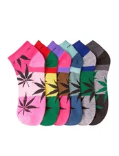 12 PAIRS Marijuana Weed Potleaf Cannabis Rasta Low Cut No Show Fashion Socks