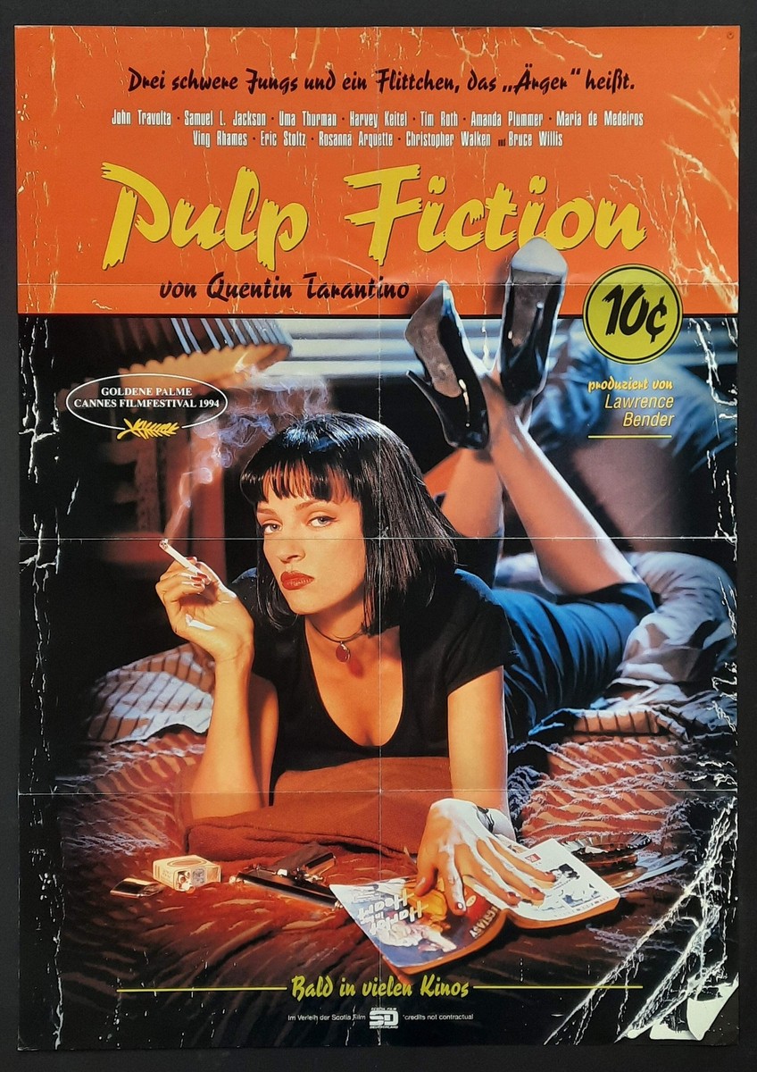 【当時物】90s PULP FICTION ORIGINAL POSTER PULP FICTION Original Movie Poster 1994 Recalled Lucky