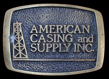 AMERICAN CASING  SUPPLY SOLID BRASS BELT BUCKLE VTG. 1970'S OIL  ENERGY