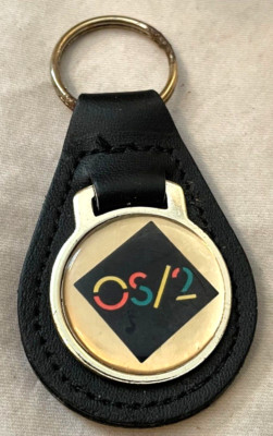 Vintage Leather Metal Keyring OS/2 Operating System Logo