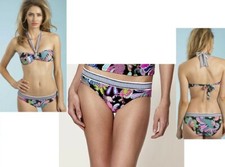 Trina Turk Caprice Black Multi Print Surf Swimsuit Bikini Bottom 6 10