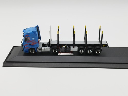 Modellino vetrina acrilica 1:87 Herpa H0 Mercedes Actros trasporto legno fatto a mano - Foto 4 di 10