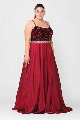Burgundy Red Plus Size Prom Pageant Gala Gown Dress sz 16W | eBay