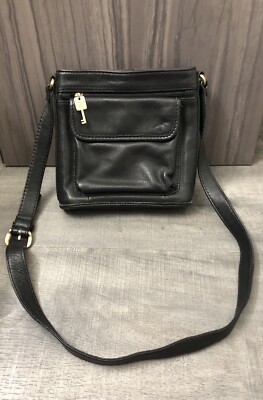 Engraved Fossil Lennox Crossbody Fossil Black Leather Crossbody Bag main image 1