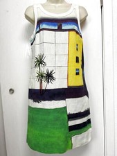 MAEVE Anthropologie Dress Size 6 Sheath graphic Vacation Palms Cruise Scenic