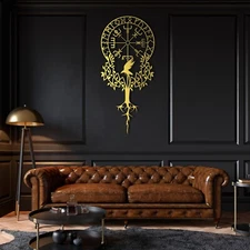 Metal Vegvisir Viking Compass Wall Art, Viking Symbol Wall Art, Metal Wall Decor