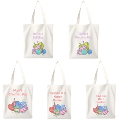 NOVELTY GIFTS AND CARDS Personalised Name Full Colour Knitting or Crochet Tote Bag 38 x 42cm Gift