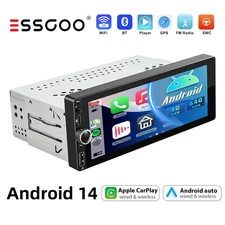 6.86" Single DIN Android 14 Car Stereo GPS Navi 4+64G BT Head Unit Radio CarPlay
