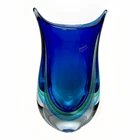 New ListingFormia Murano Sommerso Art Glass Vase Blue Green Cyan 13.5” Vintage Italian