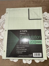 200 Sheets Green Computation Pad 8.5 x 11 Inch Ruled Engineering Paper