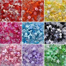 40 g mixed flower and heart acrylic beads for jewelry making   two styles