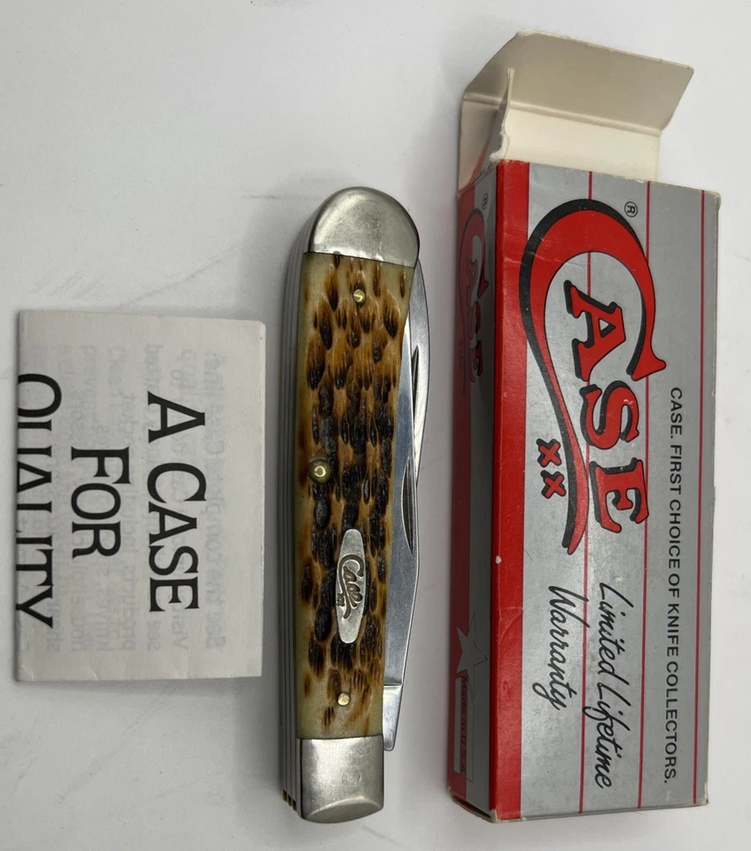 Faca de bolso Case 6354 GS 3 lâminas osso de veado descontinuada com caixa - Imagem 3 de 4