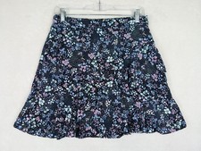 altar'd state Women's Size Medium Black Floral Flare Polyester Skirt Ruffle