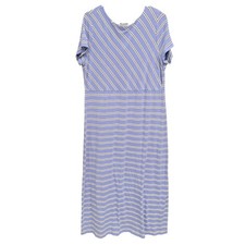 J. Jill Striped Knit Maxi Dress Casual Everyday Periwinkle White Size L