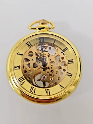 Mechanische Skelett  Skeleton Taschenuhr Pocket Watch Läuft 6-11 - Bild 1 von 4