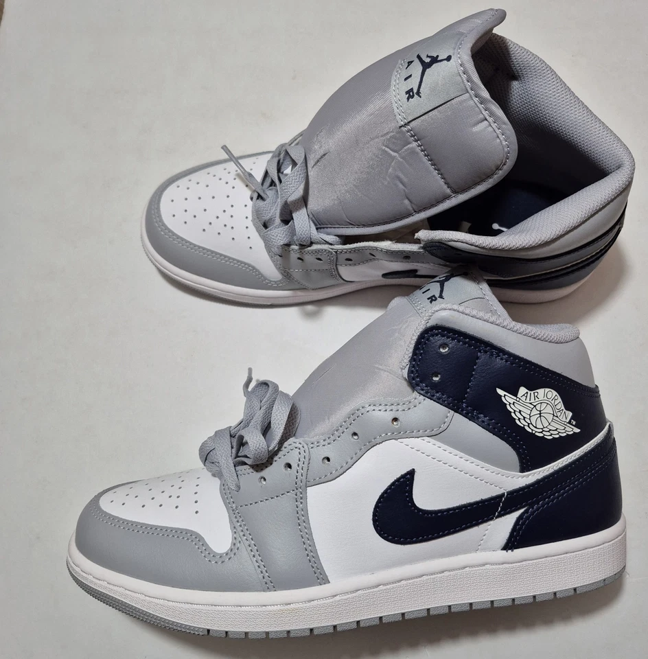 Nike Air Jordan 1 Mid Wolf Cinza Meia-Noite Azul Marinho DQ8426-104 Masculino Tamanho 11 ENVIO RÁPIDO - Imagem 2 de 4