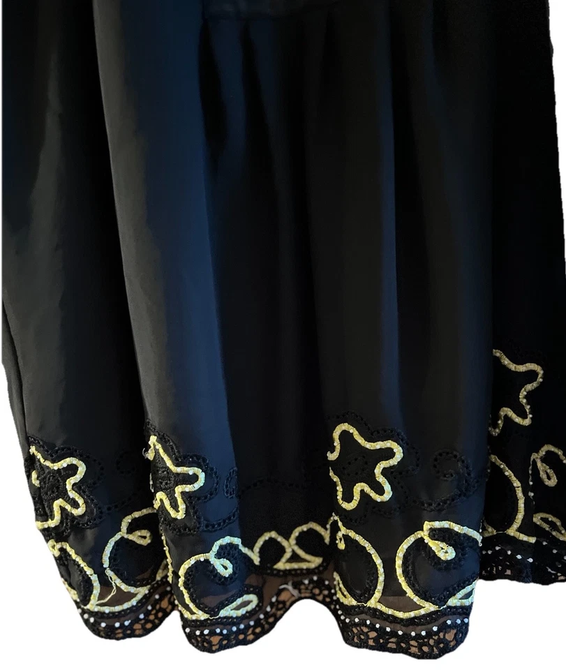 INC Womens Black Sz 20 Semi Sheer Beaded Embroidered Lace Lined Top Witchy Goth - Image 3 of 4