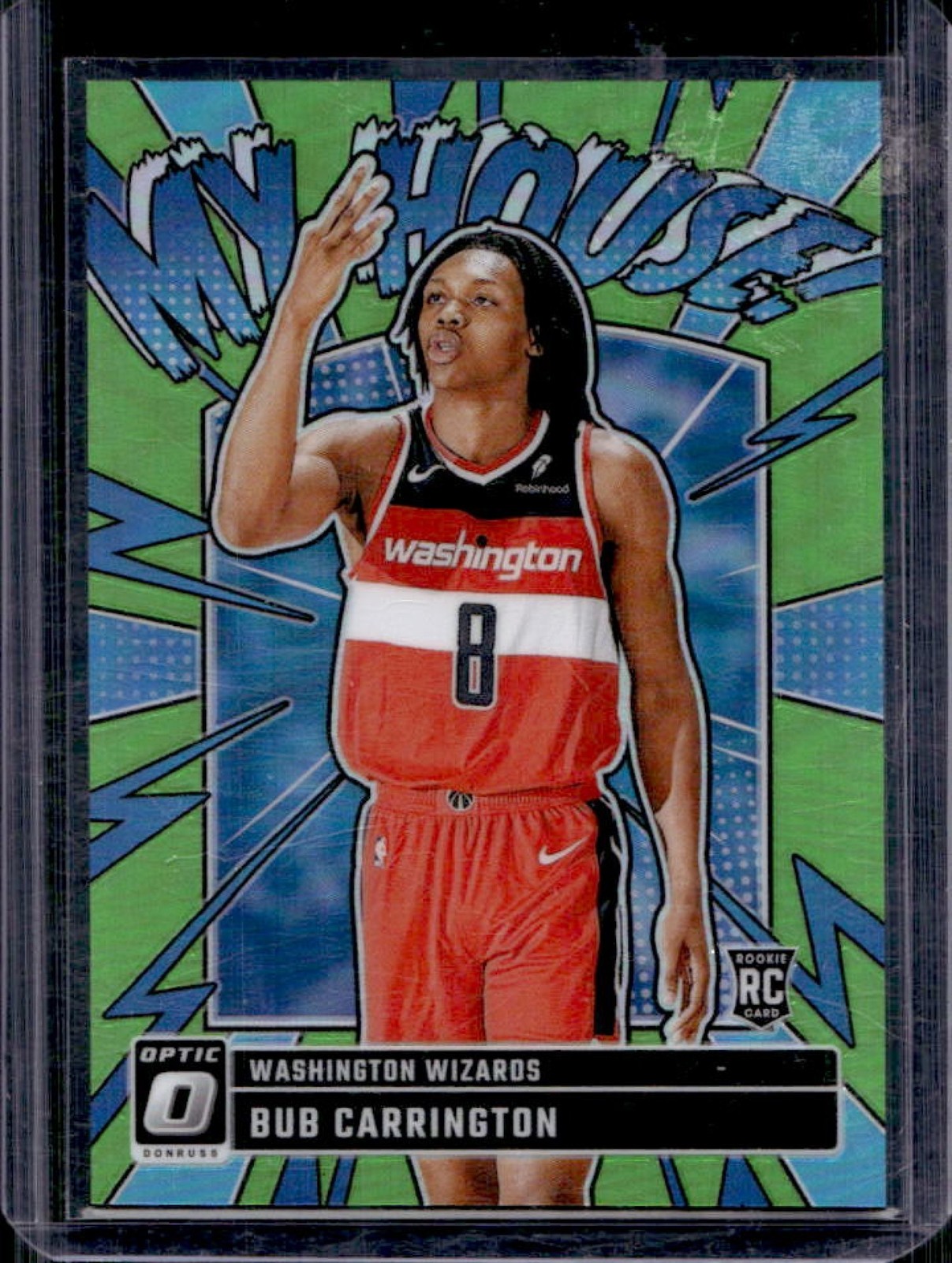 2024-25 Donruss Optic Bub Carrington My House RC LIme Green #/199 Wizards