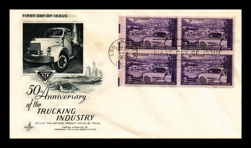 Dr Jim Stamps Trucking Industry 50th Anniversary Block ArtCraft First Day Cover