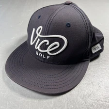 Vice Golf Hat Cap Snap Back Navy Blue White Embroidered Logo Mens Golf