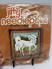 Vintage Jiffy Needlepoint Kit The Unicorns Ga...