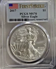 2017 US Silver Eagle $1 PCGS MS70 First Strike Flag Label