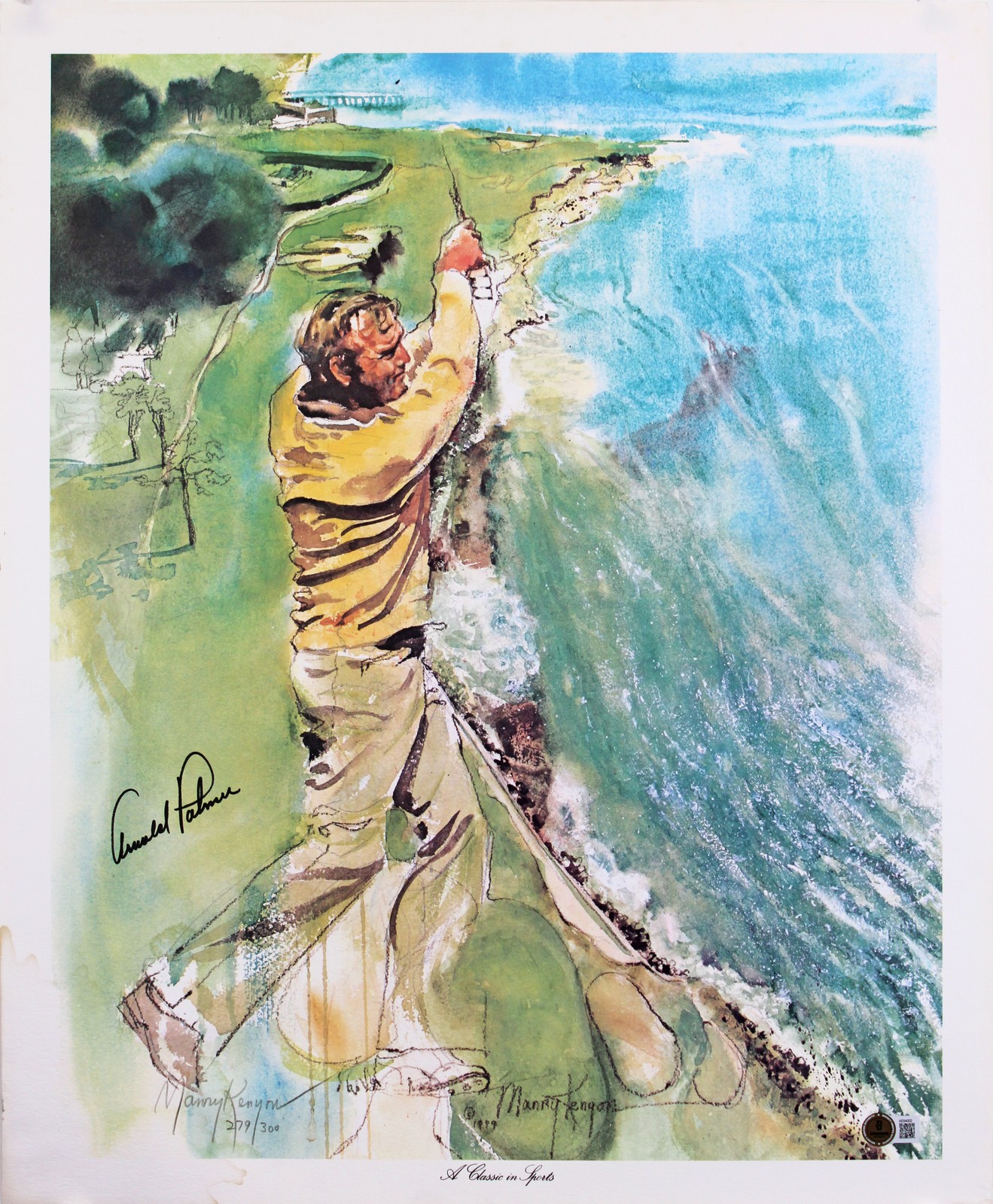 Arnold Palmer & Ann Manry Kenyon Autographed Signed Authentic 18x22 Lithograph BAS 