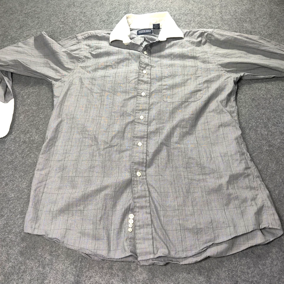Camisa Lands End Para Hombre 15.5 32 Gris Cuello En Contraste A Cuadros Puño Francés Abotonada Foto 2 de 4