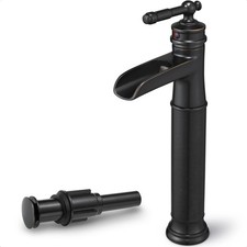 Brass Vessel Sink Faucet Oil Rubbed Bronze, Waterfall Tall Bathroom Faucet 1 ...