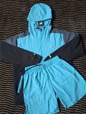Turquooise Black Nike Miler Men s Size S Windbreaker Jacket+Shorts Brand New  