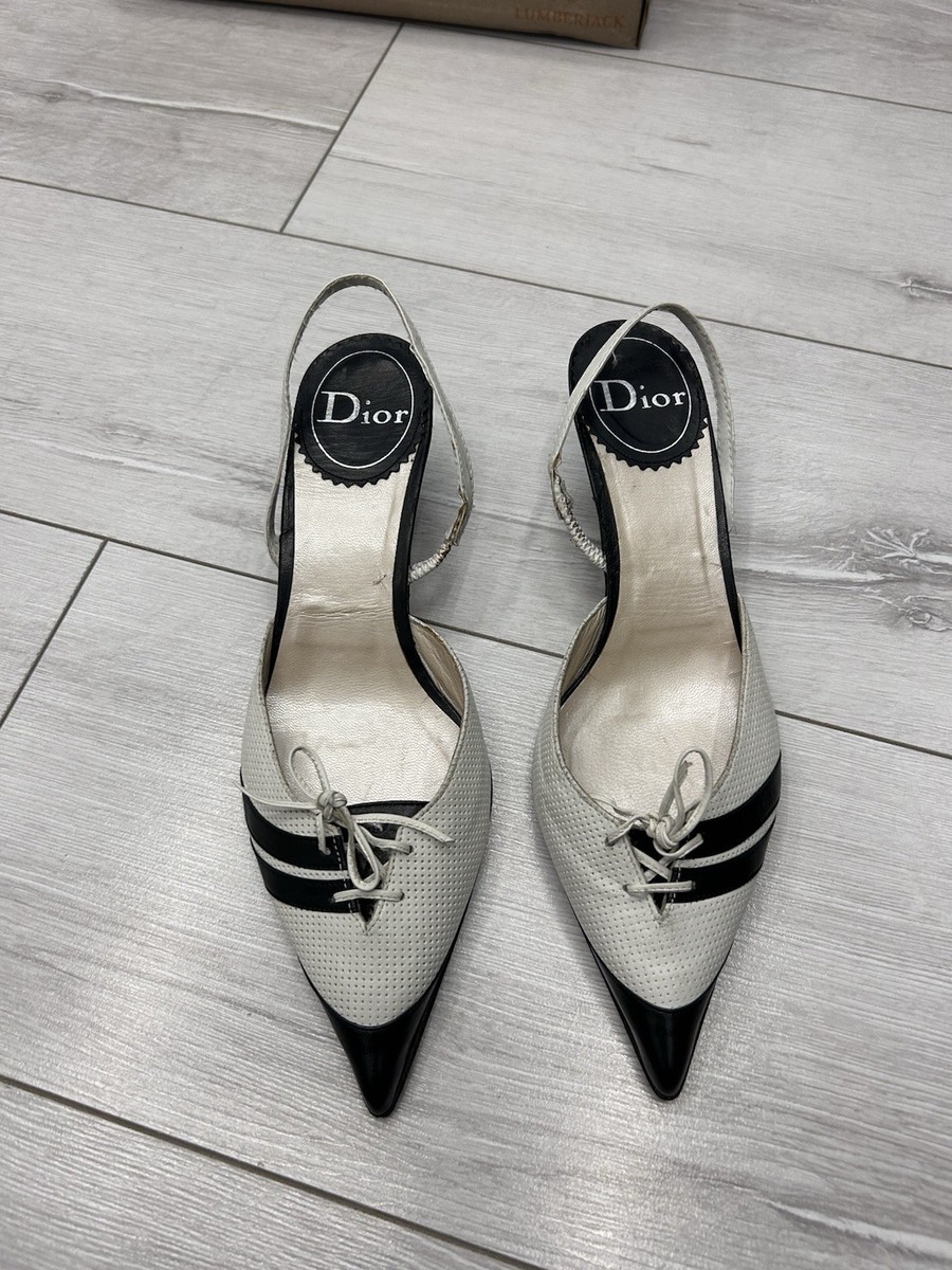 Vtg RARE Christian Dior By John Galliano Black White Leather