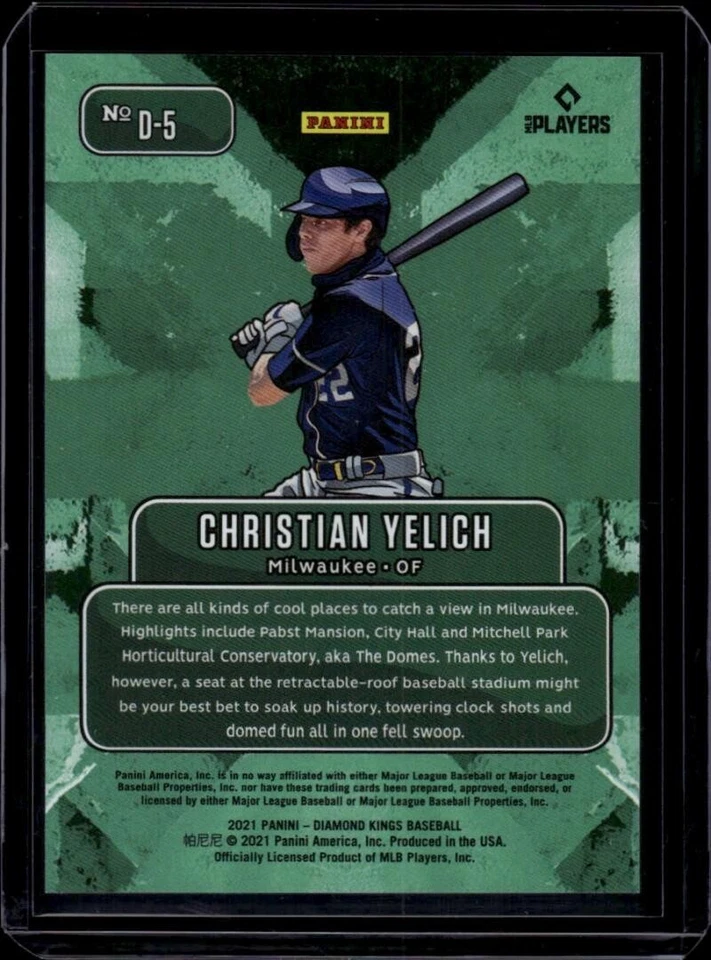 2021 Panini Diamond Kings Downtown #5 Christian Yelich Milwaukee Brewers SSP HIT - Image 2 of 2