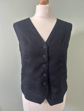 Zara Black Waistcoat 100% Linen  Summer Top Size Medium Spring Summer