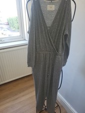 Ladies Pj All In One Drawstring Waist Medium Grey Comfy Soft Lounge Wear